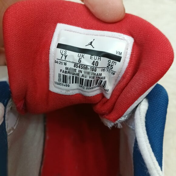 Nike Air Jordans Red & Blue on White Mesh Strap Youth Size 7Y - Picture 7 of 10